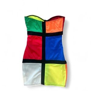 Rubik’s cube costume and tube dress